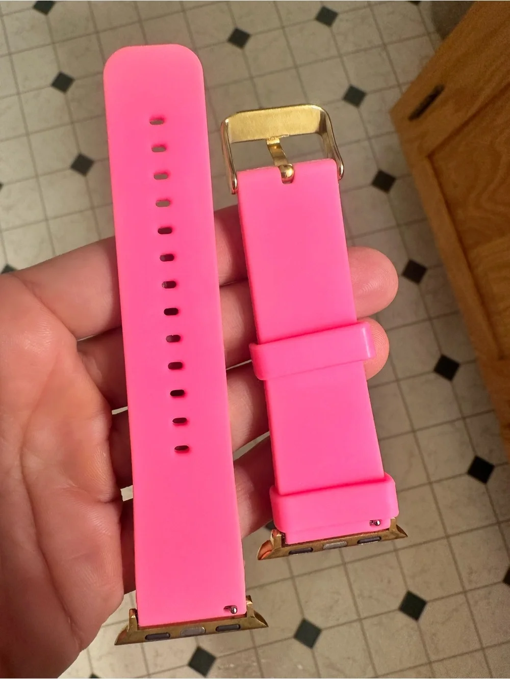 Lilly Pulitzer Pink Floral Silicone Apple Watch Band with Gold Hardware